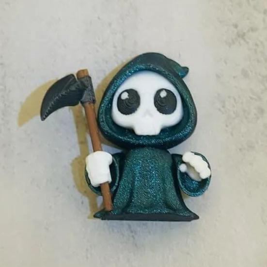 6Pcs/Set Halloween Horror Miniatures 3D Printed Miniature Spooky Figurines Pumpkin Mini Grim Reaper Wolf Zombie Ornaments for Party Favors Tabletop