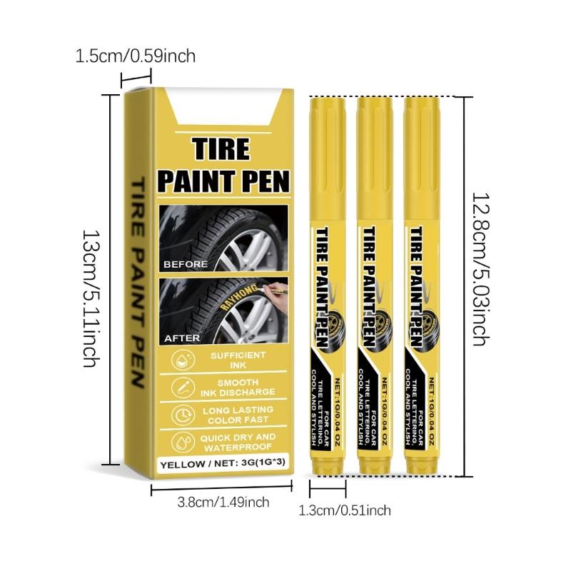 15Pcs Yellow Tire Paint Pen Quick Drying Water Resistant Yellow Tire Marker Pen For Car Tire Lettering Scratch Repair