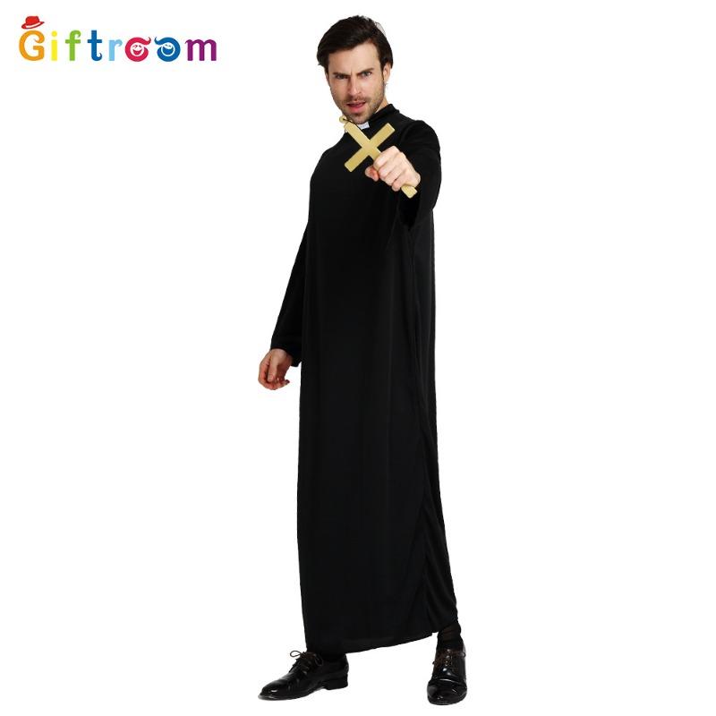 Halloween Costumes Western Party Prom Costumes Stage Show Men All Black Robe Godfather Cosplay Costumes