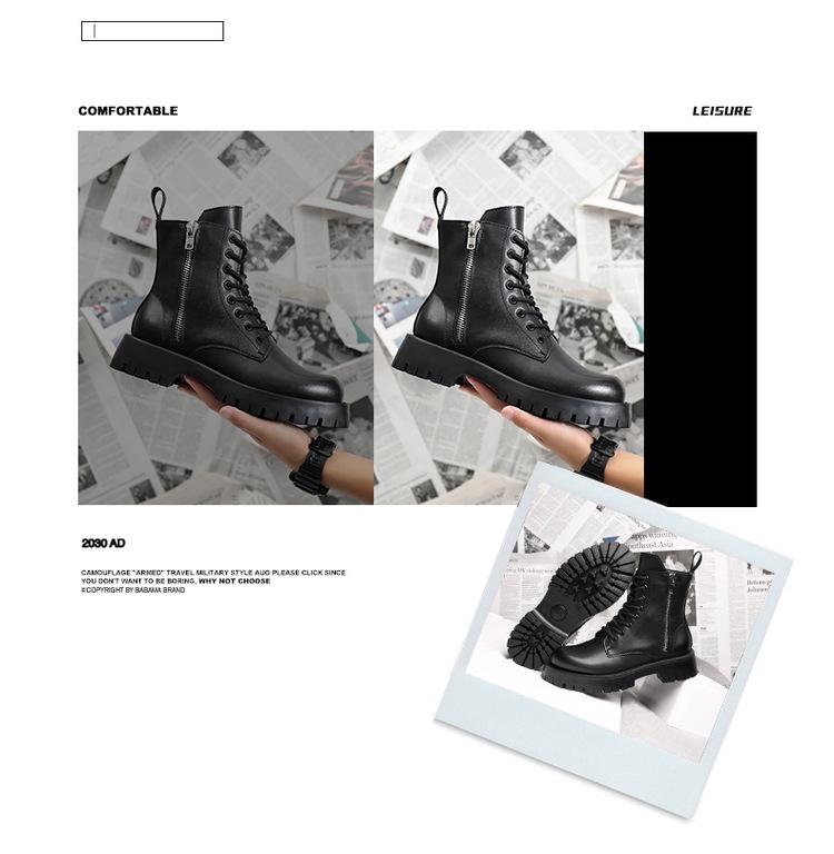 Men's High-Top Leather Martin Boots - British Style, Thick Sole, Velvet Lining, Winter Warmth