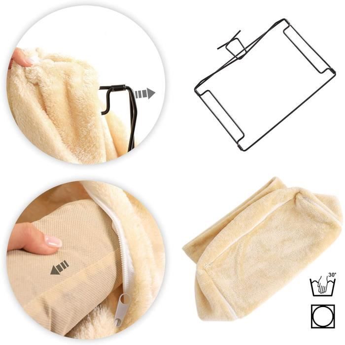 Lionto litière chauffante pour chats avec revêtement en peluche douillet,beige