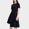 Fila Classic Business Pleated Irregular Hem Round Neck Short Sleeve Dress Women Dresses Legendary-Blue F11W321309FNV