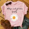 Let It Be Letter Daisy Print T Shirt Women Short Sleeve O Neck Loose Tshirt Summer Women Tee Shirt Tops Camisetas Mujer