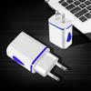 5V 2.1A EU Plug Dual USB Charger Waterdrop Design Travel Home Office Adapter Smart Fast Wall Charger for IPhone Samsung Smartphones Tablets