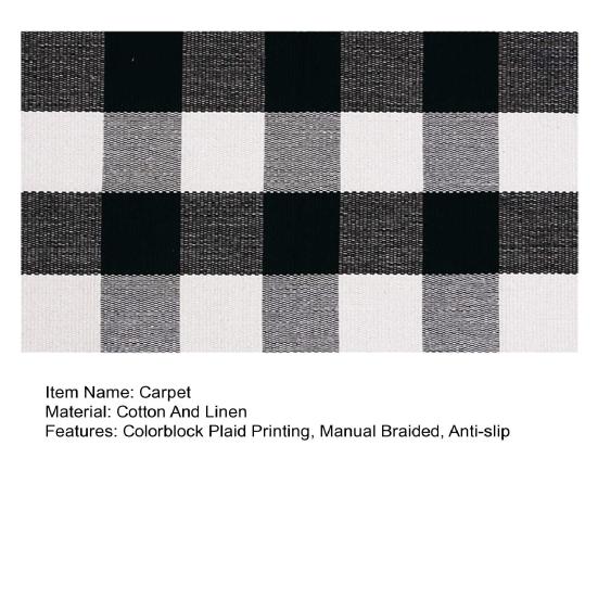 Bathroom Floor Mat Quick Absorbent Quick-Drying Anti-Slip Colorblock Plaid Printing Manual Braided