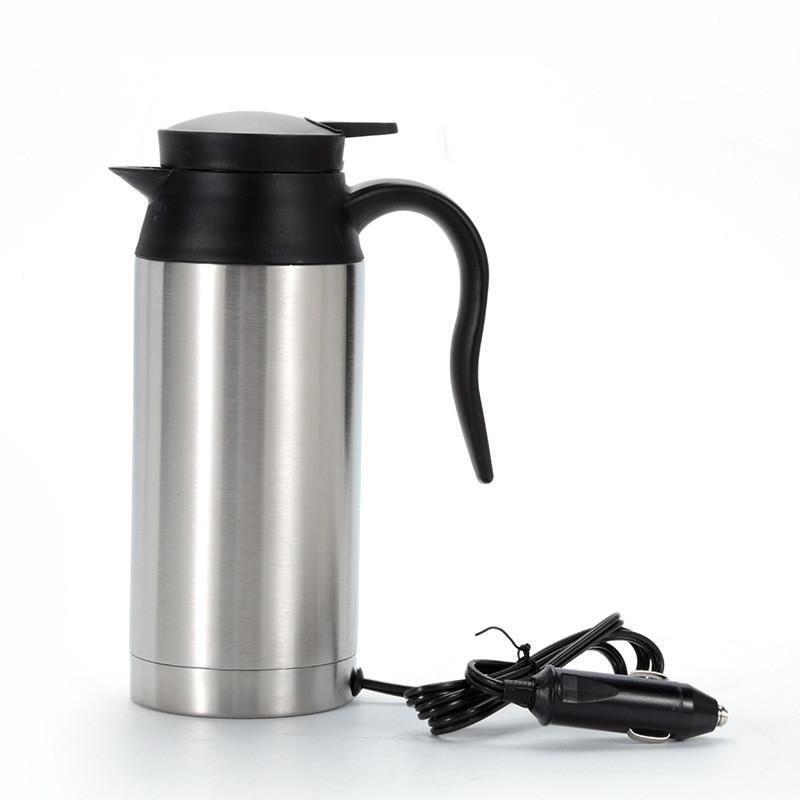 750ML Large Capacity Portable Travel Insulated Bottle Car Electric Hot Water Cup 12V&24V Stainless Steel Heating Water Kettle