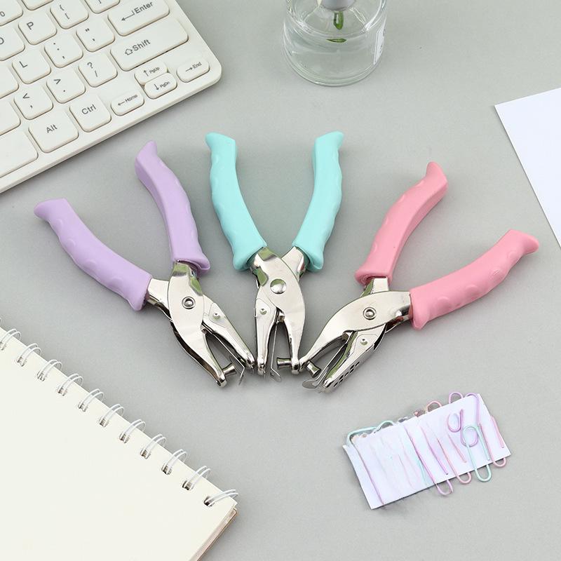 6mm Round Single-Hole Macaron Color Handheld Punch Pliers