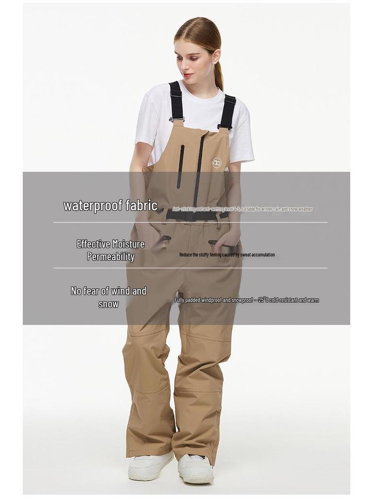 Unisex Waterproof Ski Pants with Suspenders - Warm, One-Piece Snowboarding & Ski Apparel