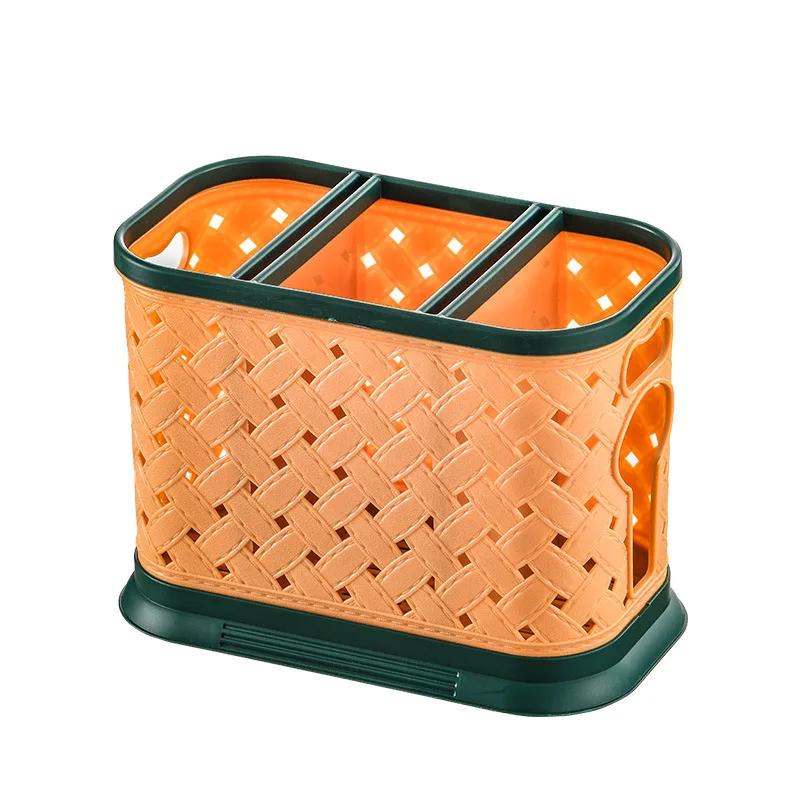 2/3 Grid Plastic Chopsticks Cage Hollow Drain Tableware Rack Knife Stand Spoon Fork Storage Shelf Container Kitchen Organizer