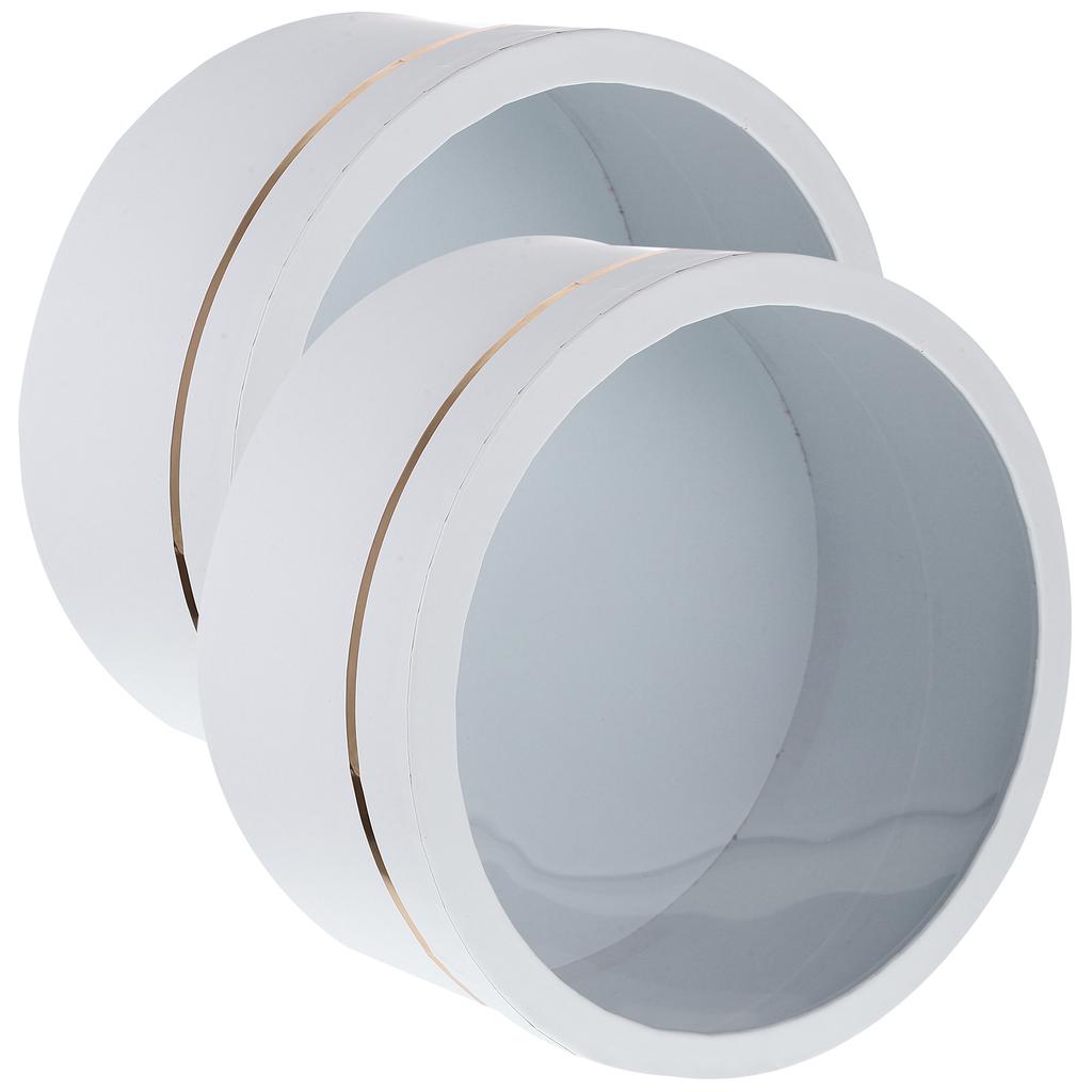 2 Pcs Round Gift Package with Window-Type Holes Boxes for Flowers Arrangements Floral Favor White