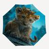 Lion Cub, Crowned Lion Themed Automatic Opening and Closing Umbrella, Brightly Colored 8-rib Portable Umbrella, Suitable for Men and Women, A Perfect
