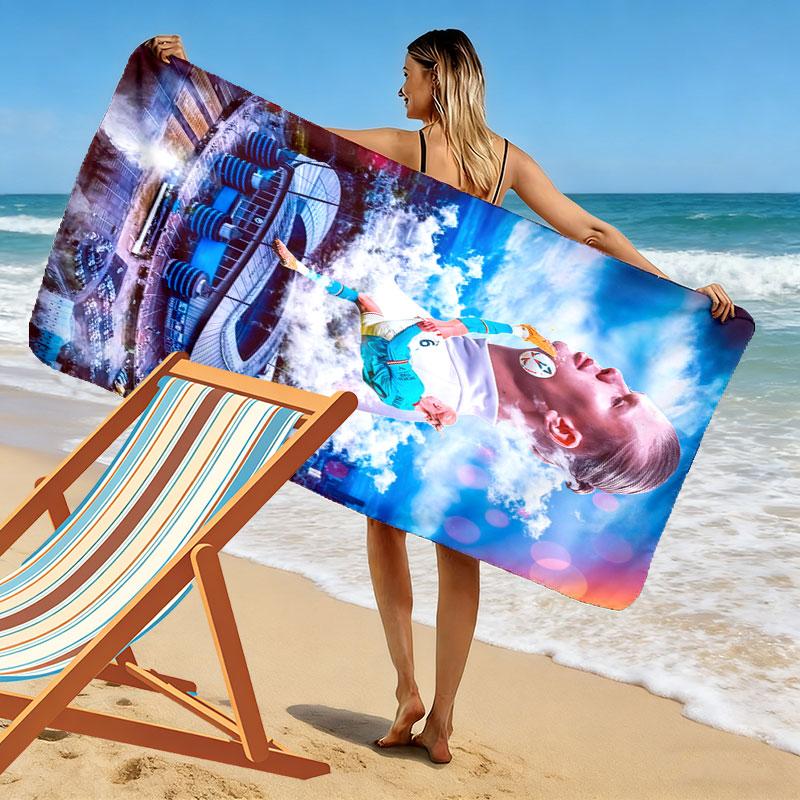 Erling Braut Haaland Print Beach Towel, Large Soft Quick Dry Towel for Beach Camping Swimming