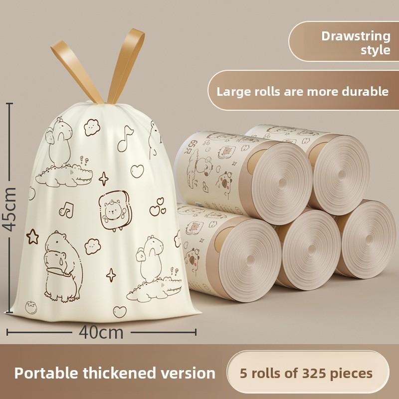 Cartoon Capybara Drawstring Trash Bags For Home Use With Thick Pe Material For Kitchen Cleanup