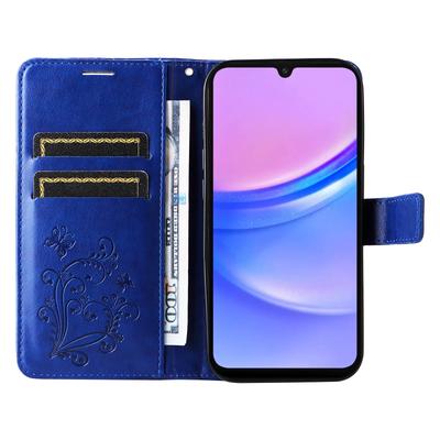 Per Samsung Galaxy A17/A26 5G/A16 5G/A16 4G Custodia a Portafoglio Pelle Stampata con Motivo Floreale e Farfalla Copri Telefono con Supporto