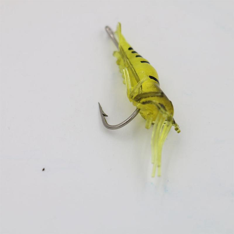 10Pcs Lures Bait Shrimp Lures Fishing Simulation Luminous Prawn Saltwater Hooks