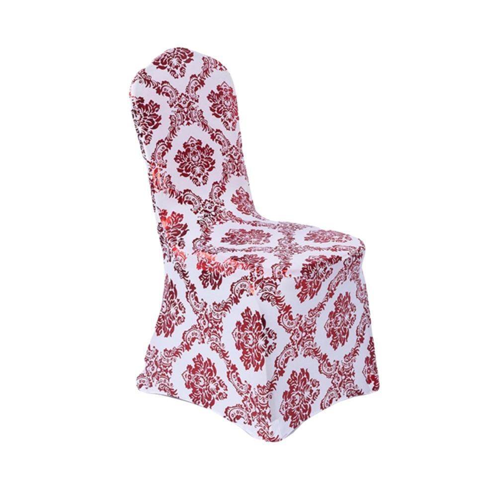 Full Cover Hot-Stamped Stretch Chair Cover Washable Wedding Chair Cover Banquet Red Pattern