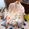 Luxury Brand 100% Real Silk Scarf Women Designer Shawls and Wraps Elegant Floral Print Pashmina Soft Long Scarves Femme Hijab
