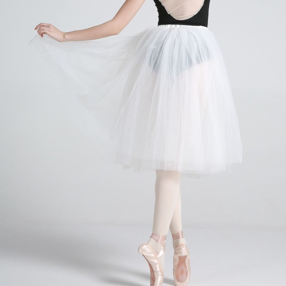 Elastic Waist Ballet Tutu Four Layer Tulle Skirt Elegant Lyrical Skirt  Women
