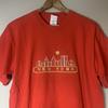 Vintage 90s New York City Twin Towers Embroidered Red T-Shirt Adult Large