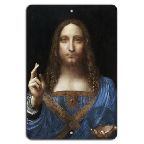 Salvator Mundi on Metal Timeless Elegance for Your SpaceAluminum 20x30cm（7.8x11.8inch）