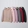 Women's Double-Sided Fleece Sherpa Hooded Windproof Velvet Jacket for Autumn and Winter