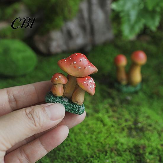 Statue Mini Resin Mushroom Figurine, Miniature Fairy Wild Garden Accessories, Little Ornament Fake for Micro Landscape Plant Pots Bonsai Decor