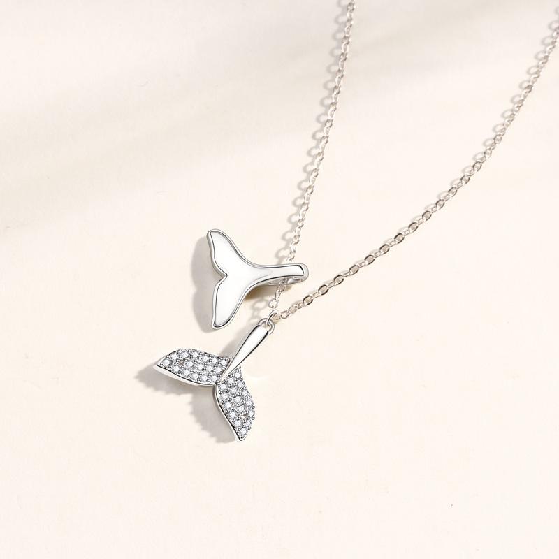 Zeemeerminstaart Ketting Dames Persoonlijkheid Lamp Luxe Mode High-End Diamant Epoxy Vissenstaart Sieraden Premium