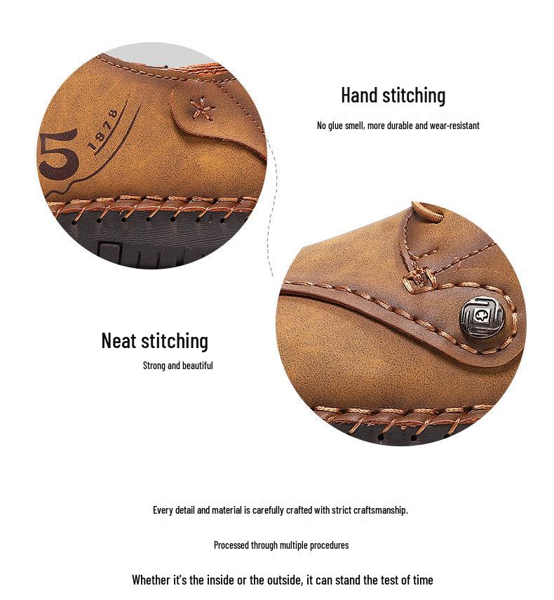 2025 Autumn Handmade Men's Large Size Casual Leather Slip-on Moccasins