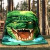 1pc Crocodile Print Throw Blanket Polyester Fiber, Lightweight Flannel, Soft & Warm, All Season Use for Outdoor, Camping Digital Print