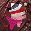 Traceless Lace Transparent Thongs Solid Color T-back Panties Low Waist Briefs Daily Wear