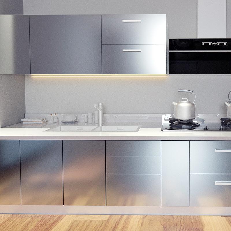 Kitchen Oil-proof Metal Brushed Stickers Waterproof Self-adhesive High Temperature Resistant Cabinet Refrigerator Renovation