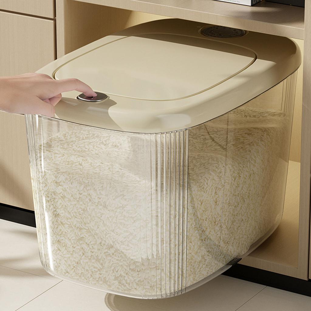 Rice Storage Container Multipurpose Large Capacity Food Grade Rice Storage Bin for Kitchen Cream White L