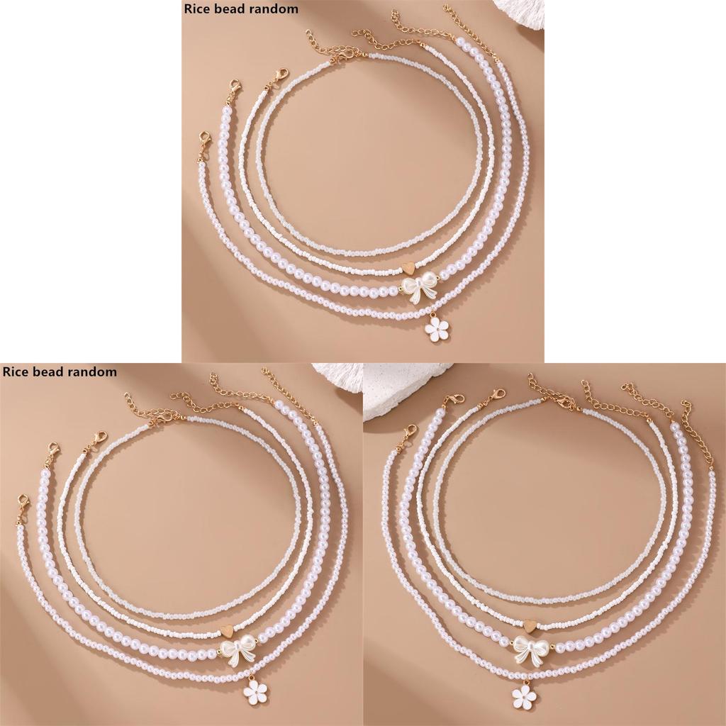 Spring Summer Boho Necklace Jewelry Set With Plastic Beads For Womens Fashion