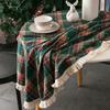 Tablecloth Yarn Plaid Christmas Day Table Cloth Round Tassel