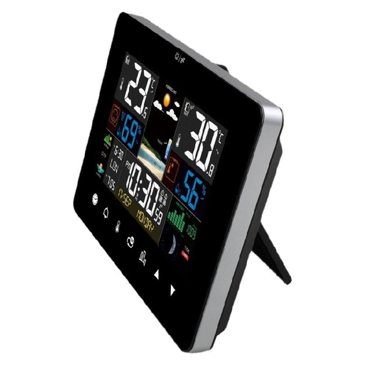 Weather Forecast Station Moon Phase Tides Tracking Wireless Sensor Color Display Temperature Humidity Monitor Alarm Clock