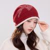 Autumn and winter thickened pile hat women's warm and cold-proof wool hat contrasting color crimped big head circumference bag head hat spot