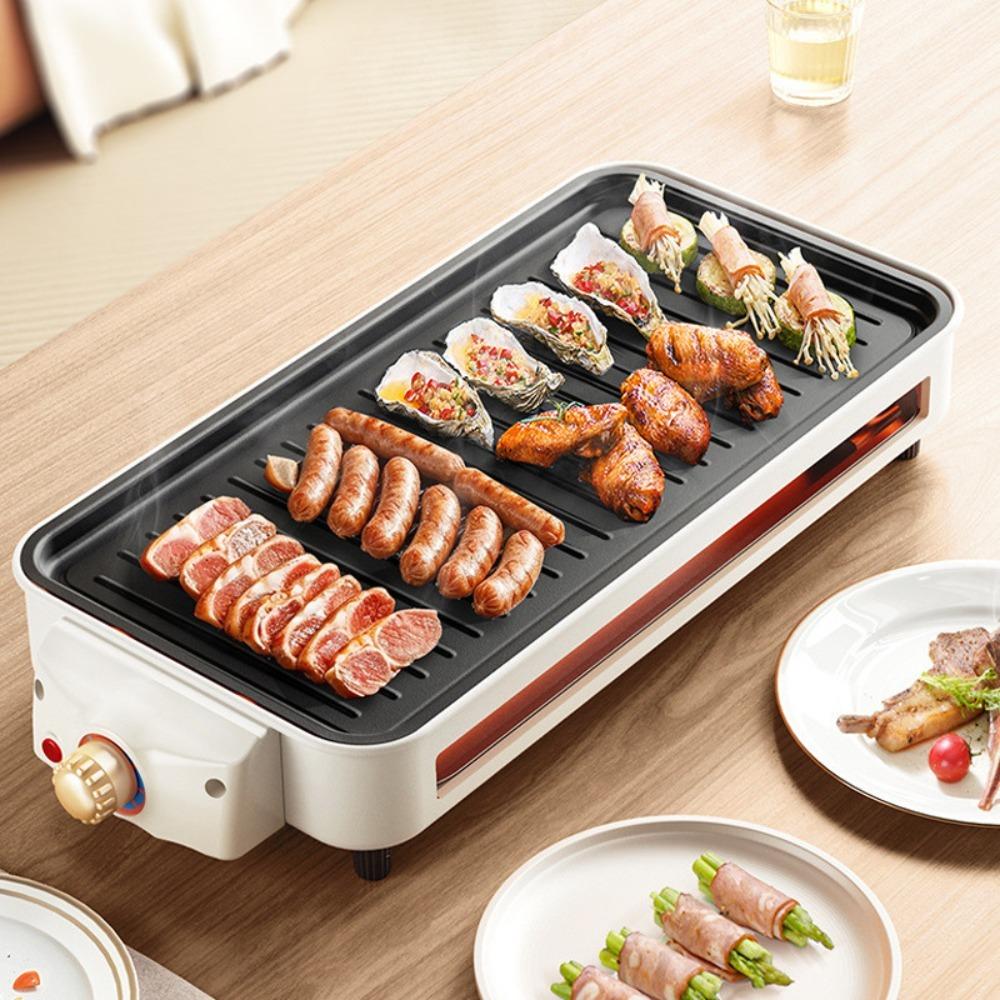 2 in 1 Smokeless Electric Grill with Oil Pan Electric Grill Pan Electric BBQ Grill Party