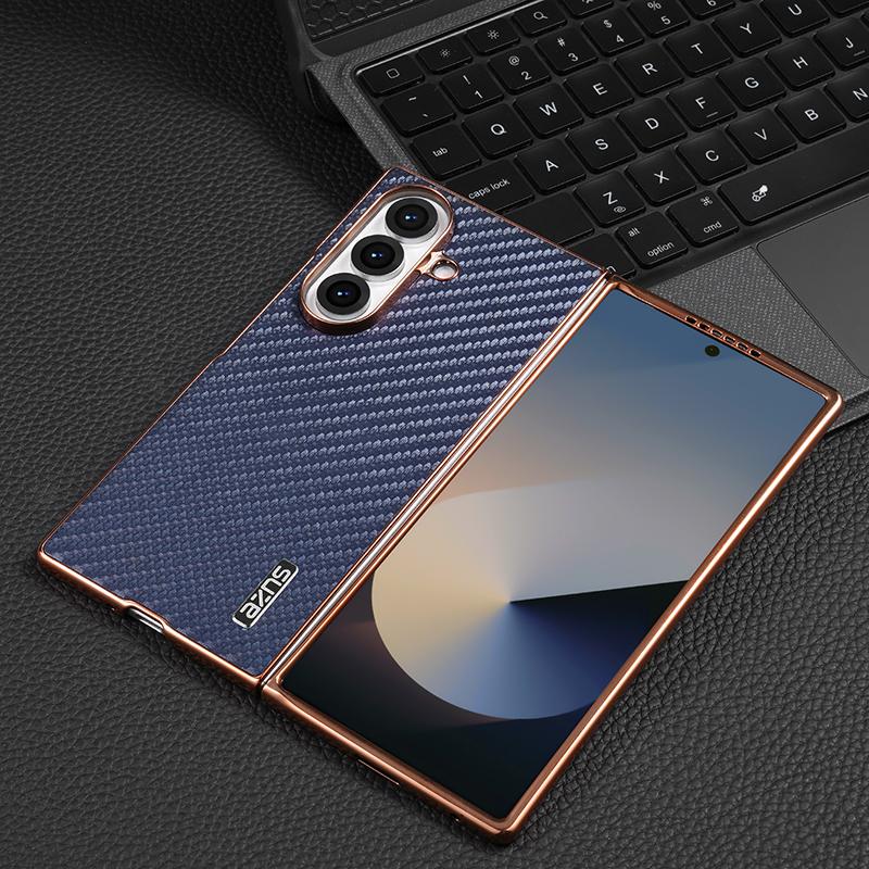 For Samsung Galaxy Z Fold 7 Case Luxury PU Plating Carbon Fiber Protective Back Cover Case For Samsung Z Fold 7 6 5 4 3 Shell