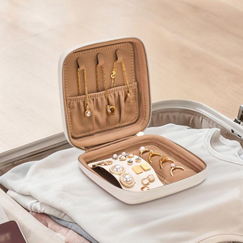 Portable Jewelry Organizers Case with Multilayer Compartments Soft Lining for Earrings Necklaces Rings Travel Storage