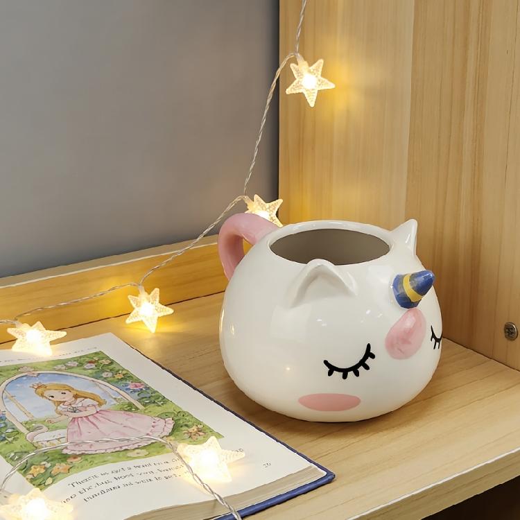 Large Capacity Drinking Cup with Ergonomic Handle Enchanting Ceramic Unicorns Coffee Mug For Daily Use