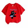 Kids Boys Girls 100% Cotton Crew Neck Short Sleeve T-Shirt, Casual Cute Black Cat Carrying Fish Bag Printed Soft Comfortable Tee Top for Daily Outdoor