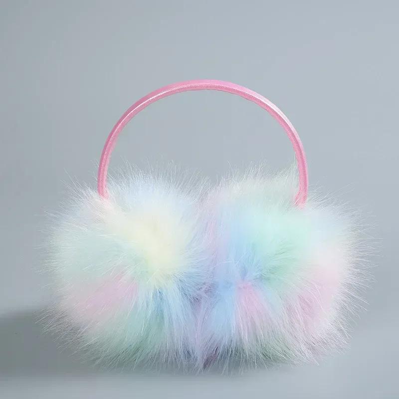Fashion Color Fluffy Fairy Cold - Proof Imitation Rabbit Fur Top - Mounted Earmuffs for Warm Winter