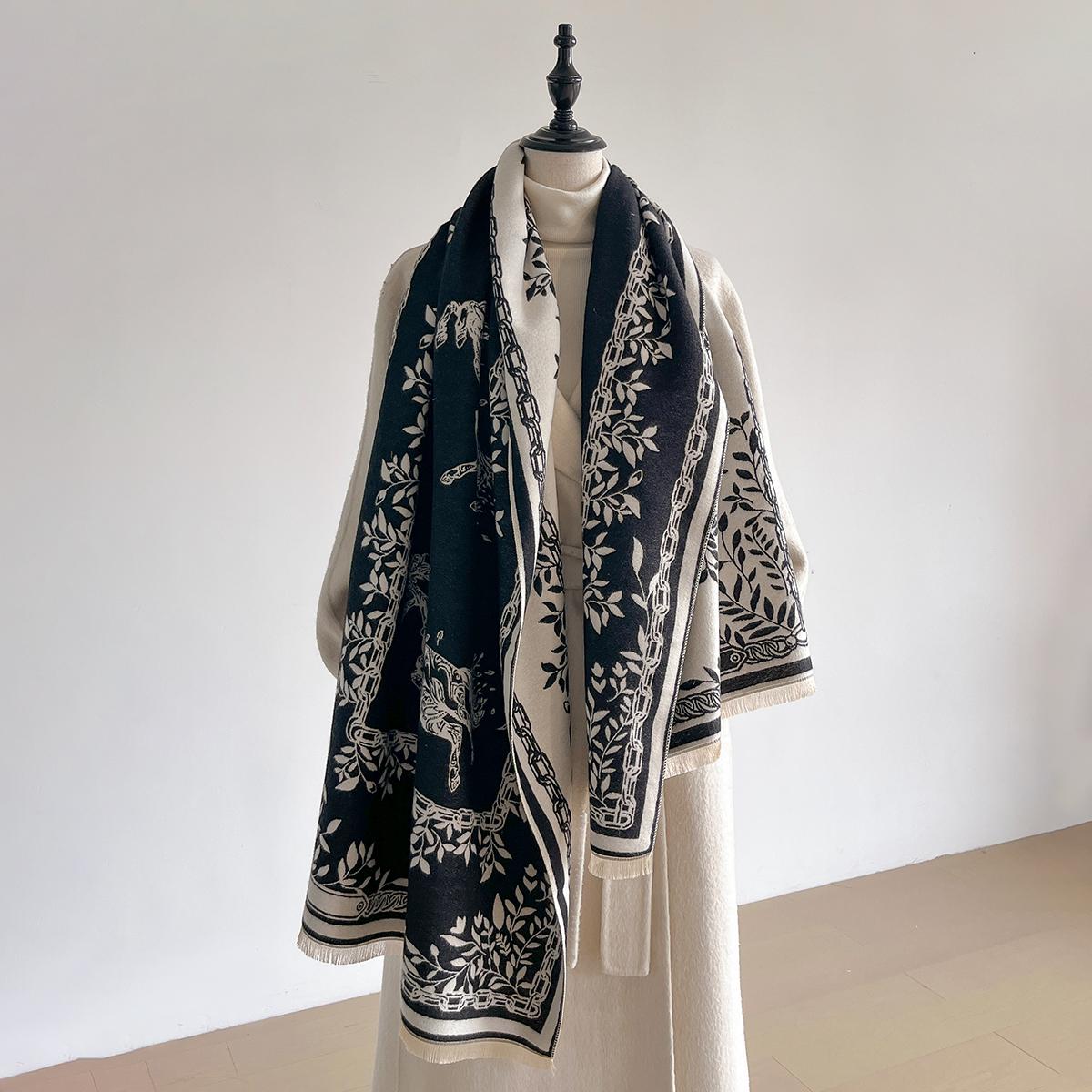 

Women s Winter Faux Cashmere Scarf Thick Warm Patterned Cashew Flower Animal Print Travel Blanket Fashion Luxurious Accessory