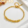 DIEYURO 316L Stainless Steel Golden Wear Round Beads Charm Bracelet Classic For Women New Fashion Non-fading Hand Chain Jewelry