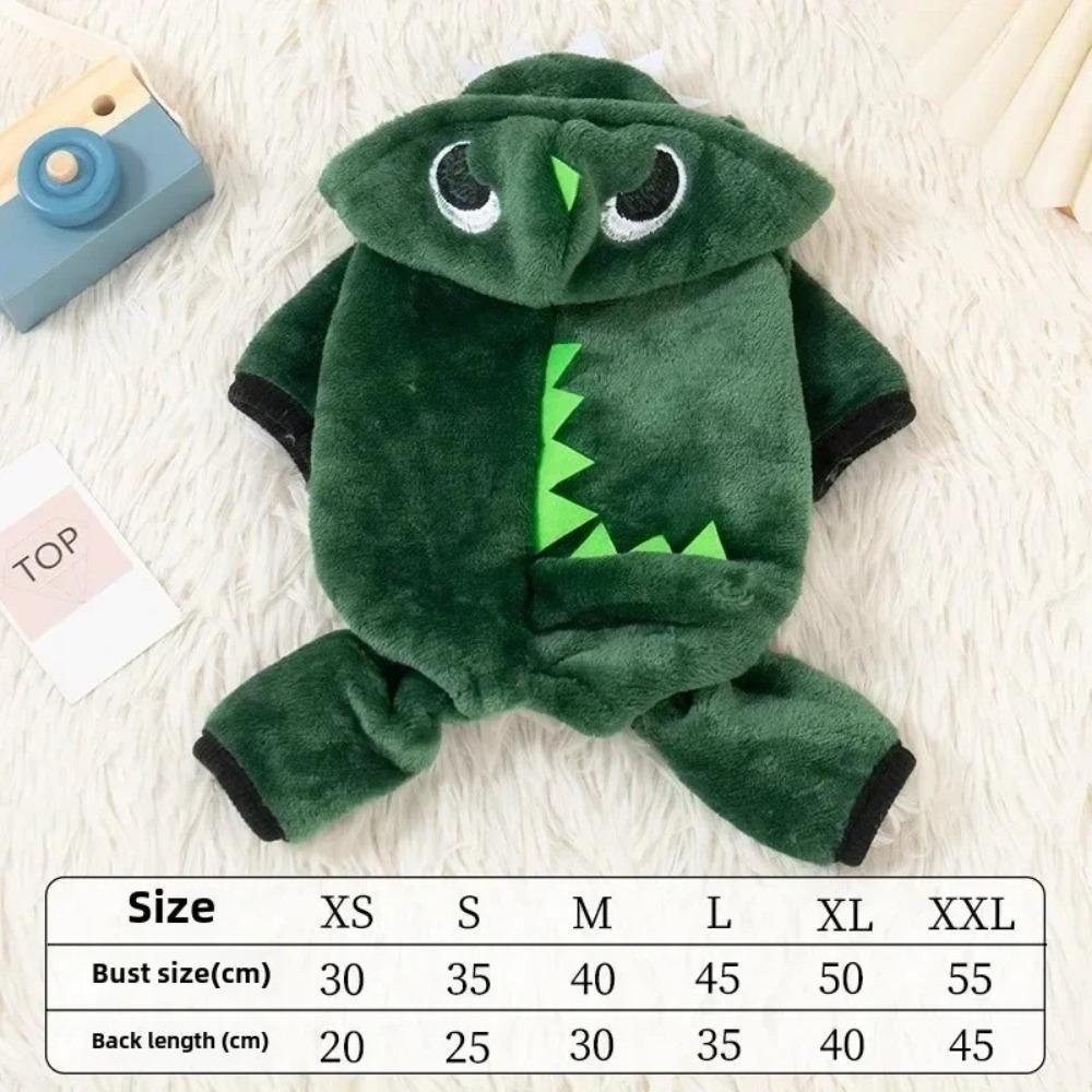 Windproof Dinosaur Jumpsuit Thickened Dog Sweater Cute Pet Costume  Winter