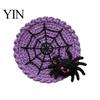 Heat Resistant Yarn Coaster Halloween Spider Web Coaster, Handmade Crochet Drink Mat for Crocheted Cup Pad Table, Spooky Gothic Table Mats Coffee And