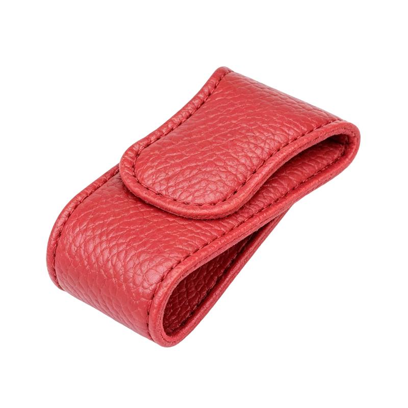 

Car Sun Visor Glasses Clip, Magnetic Leather, One-Hand Operation, No-Damage Install, Fits All Vehicles, Eyeglass & Card Holder красный