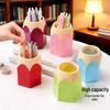 Creative Desktop Pen Holder: Large Capacity Pencil Organizer with Stylish Contrasting Colors for Students and Office Use