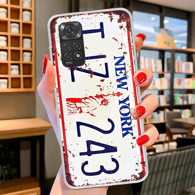 License New York Plate Number Cover Phone Case For Xiaomi Redmi Note 15 14 13 12 11 10 Pro Plus 14S 12S 11S 11T 11E 10S Soft Fun