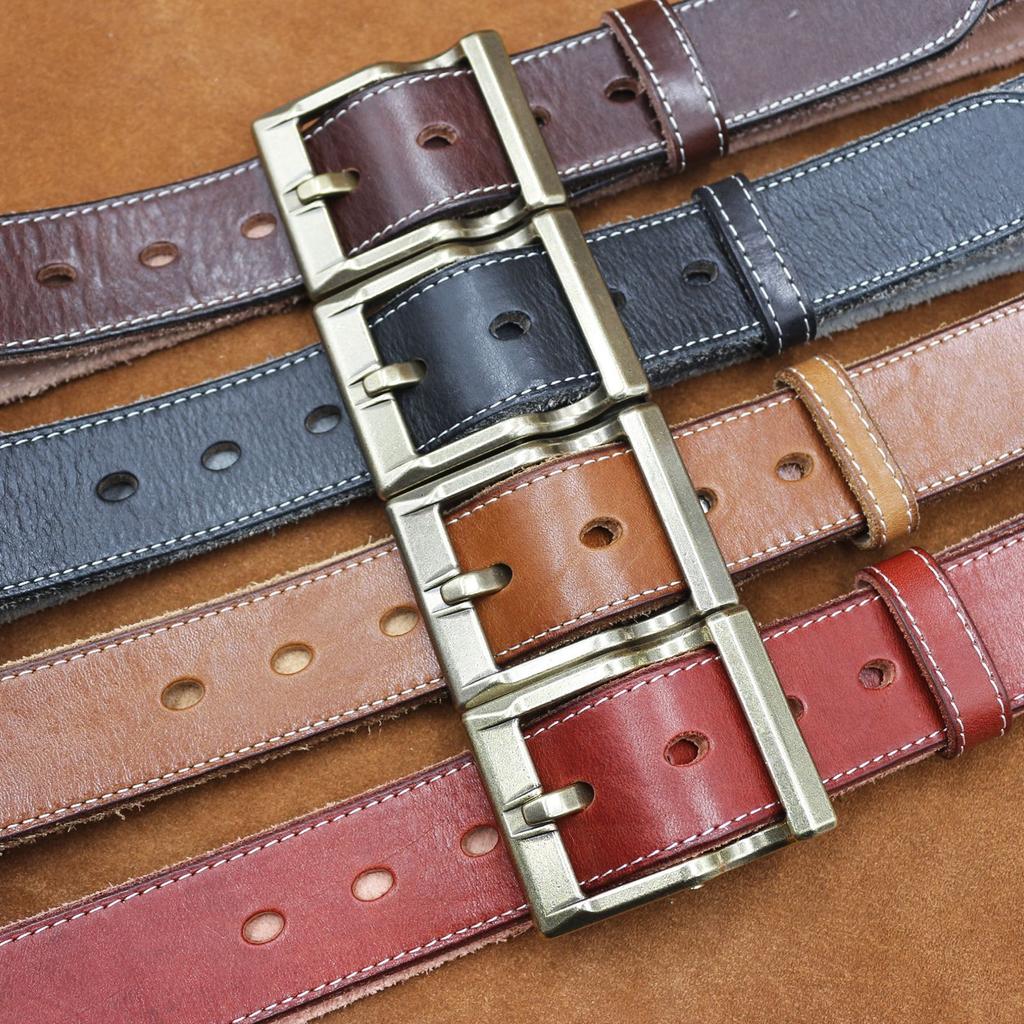 Retro 100% Top Layer Cowhide Hand-sewn Belt Washing Leather Business Casual Belt Creative Design Trendy Men